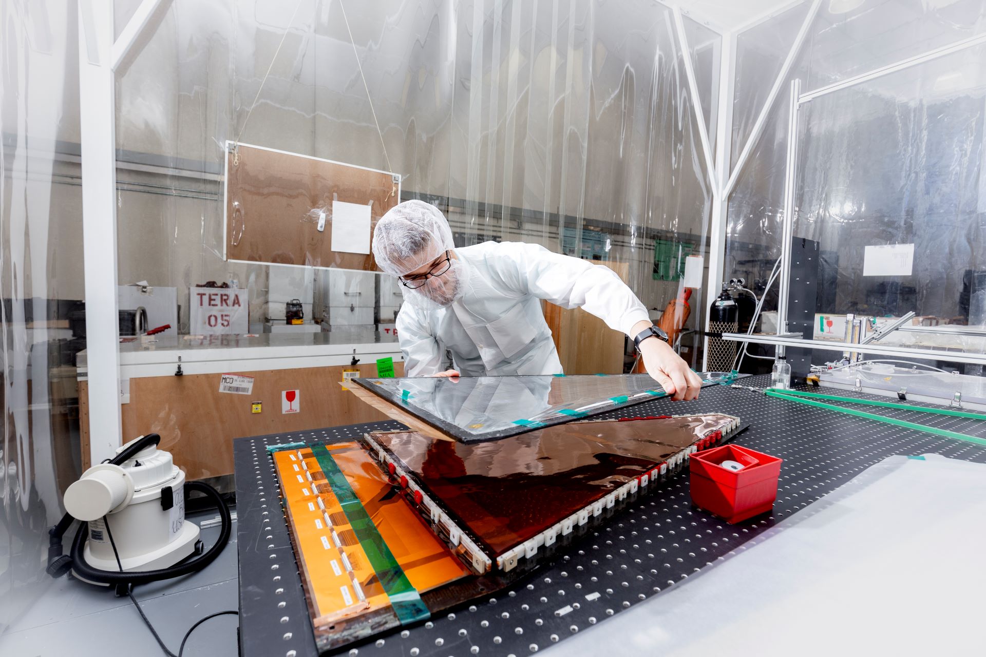 Upward view from the staircase in a hallway